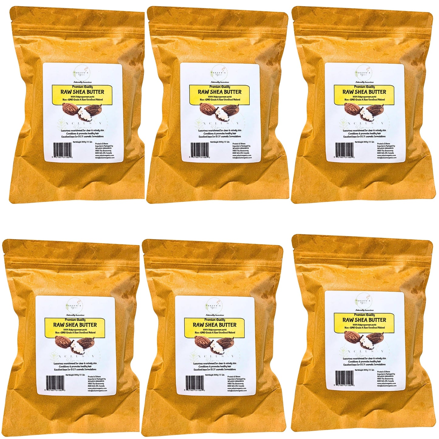 Raw Shea Butter Unrefined | block| 1.1 LB| 500g Xclusiv Organics