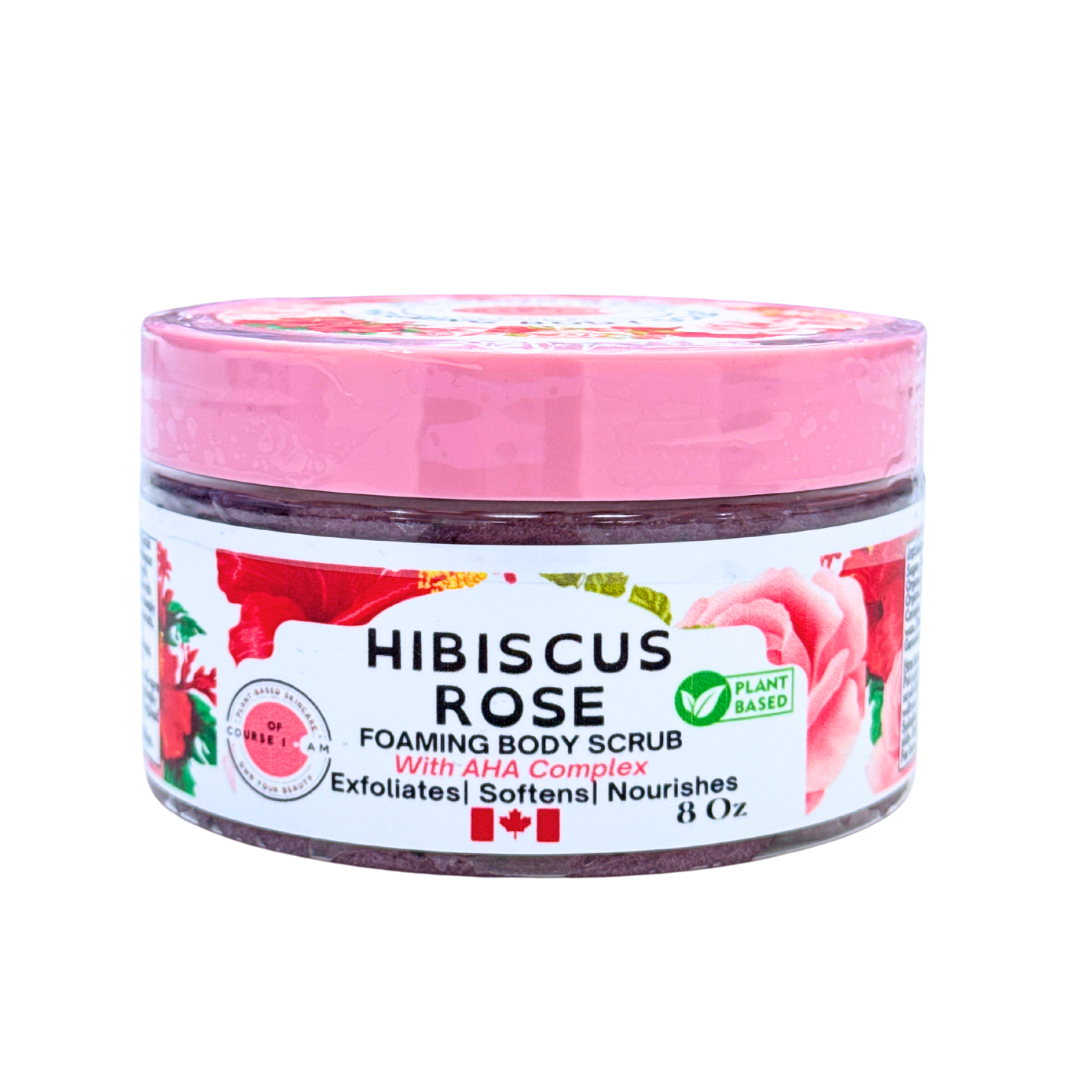 Of Course I Am Hibiscus Rose Foaming Body Scrub – Exfoliate, Brighten & Smooth Skin Naturally – 8 oz