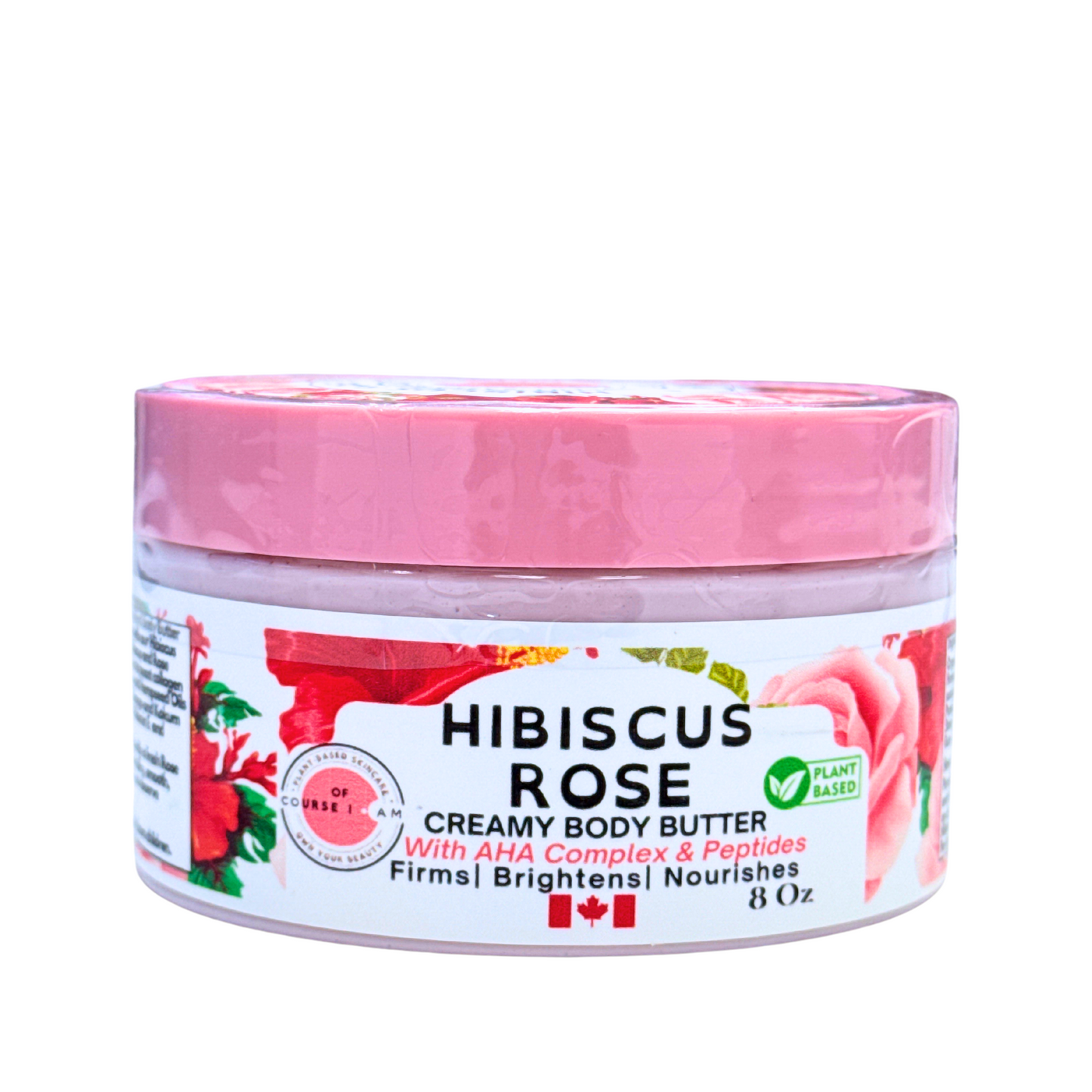 1 Gallon Bucket - Of Course I Am Organic Hibiscus Rose Anti-Aging Radiance Body Butter with Rosehip Oil, AHAs & Peptides – Brightens, Firms & Evens Skin Tone Xclusiv Organics