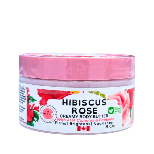 1 Gallon Bucket - Of Course I Am Organic Hibiscus Rose Anti-Aging Radiance Body Butter with Rosehip Oil, AHAs & Peptides – Brightens, Firms & Evens Skin Tone Xclusiv Organics