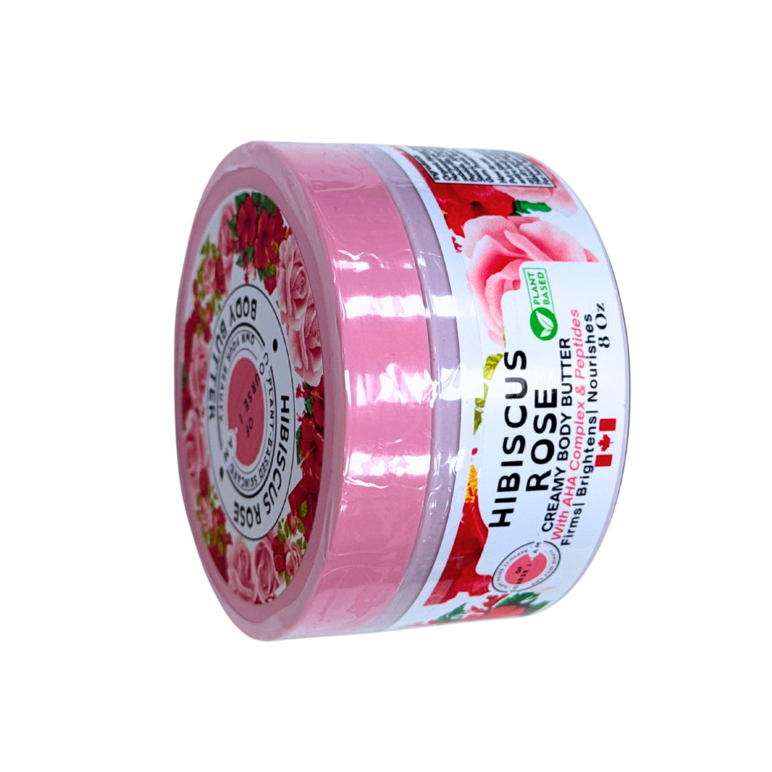 1 Gallon Bucket - Of Course I Am Organic Hibiscus Rose Anti-Aging Radiance Body Butter with Rosehip Oil, AHAs & Peptides – Brightens, Firms & Evens Skin Tone Xclusiv Organics