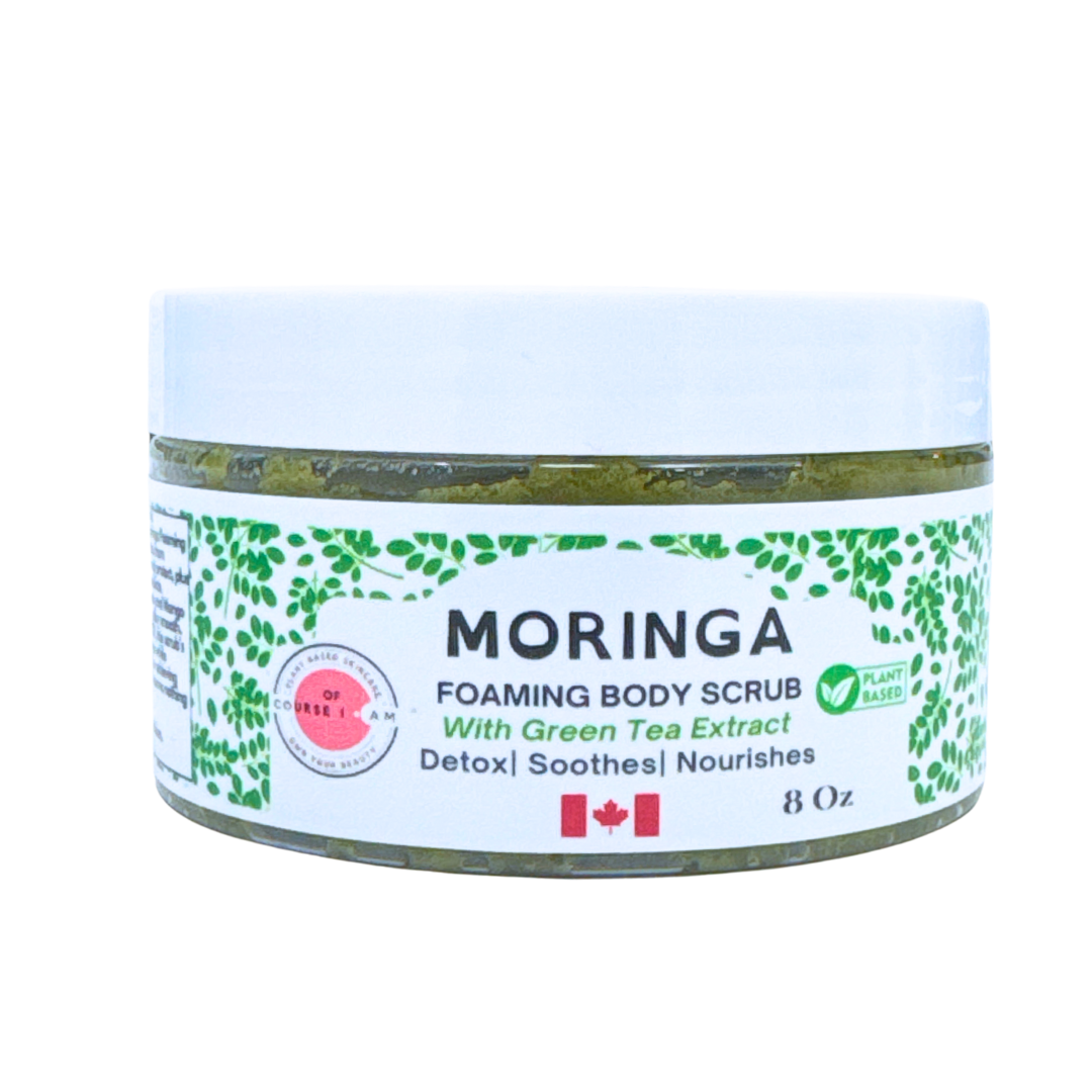 Of Course I Am Moringa Foaming Body Scrub – Cleanse, Soothe & Renew Sensitive Skin – 8 oz