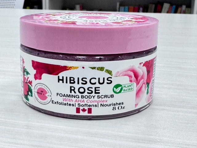 Of Course I Am Hibiscus Rose Foaming Body Scrub – Exfoliate, Brighten & Smooth Skin Naturally – 8 oz
