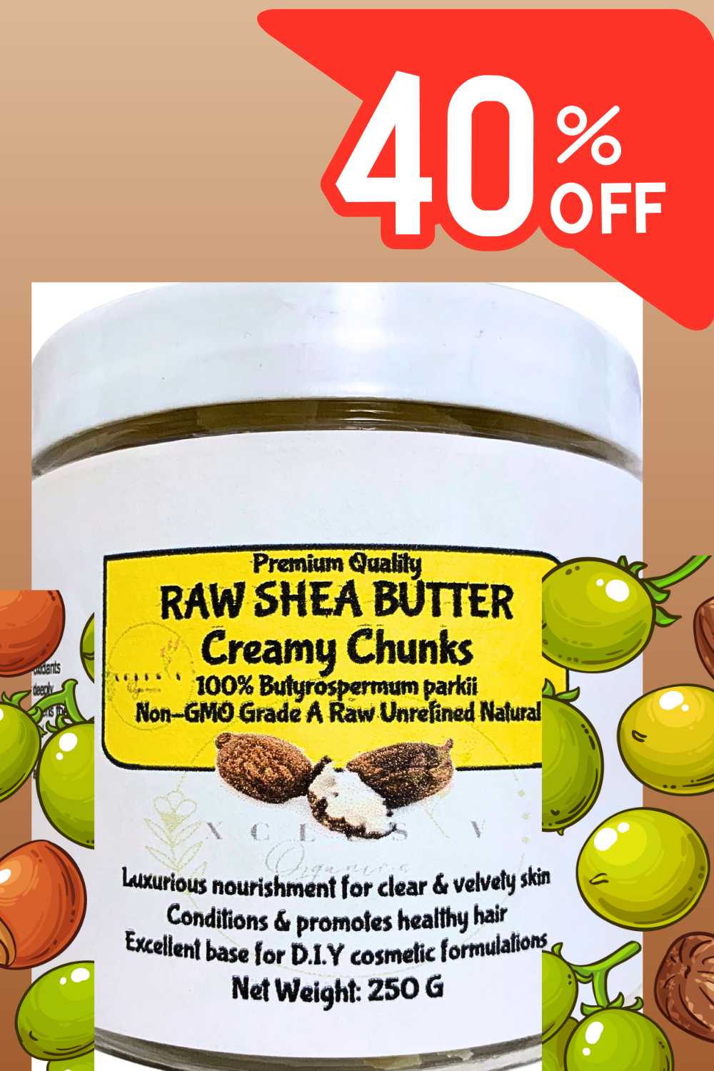 Raw Shea Butter Unrefined | Creamy Chunks| 250g Xclusiv Organics