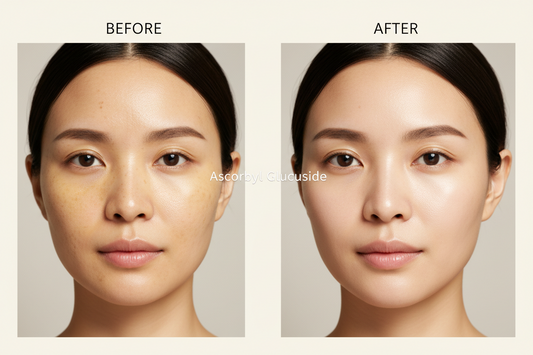 the before and after changes of using ascorbyl glucoside cosmetic raw material in your formulation when you buy now high quality vitamin c derivatives from bulk suppliers.