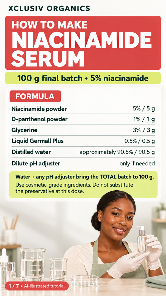 How to make 5% niacinamide serum: 100 g formula from XCLUSIV ORGANICS