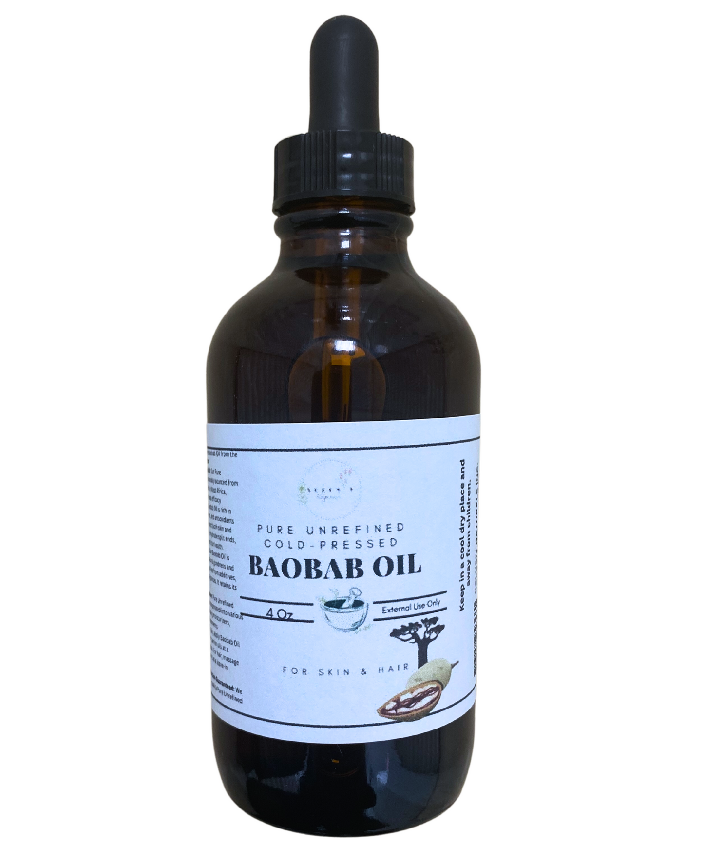 Baobab Oil - Unrefined Natural African Baobab Cold-Pressed Extract Oil 16oz