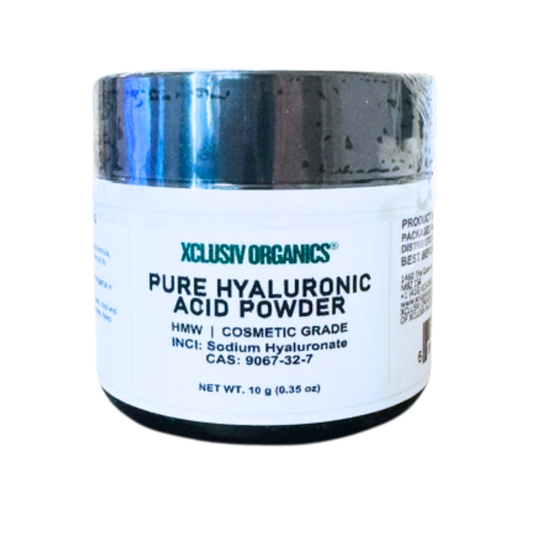 Pure High Molecular Weight Hyaluronic Acid (HMW HA) 10 g – Amber Glass Jar XCLUSIV ORGANICS