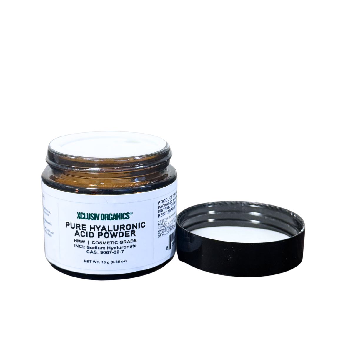 Pure High Molecular Weight Hyaluronic Acid (HMW HA) 10 g – Amber Glass Jar XCLUSIV ORGANICS