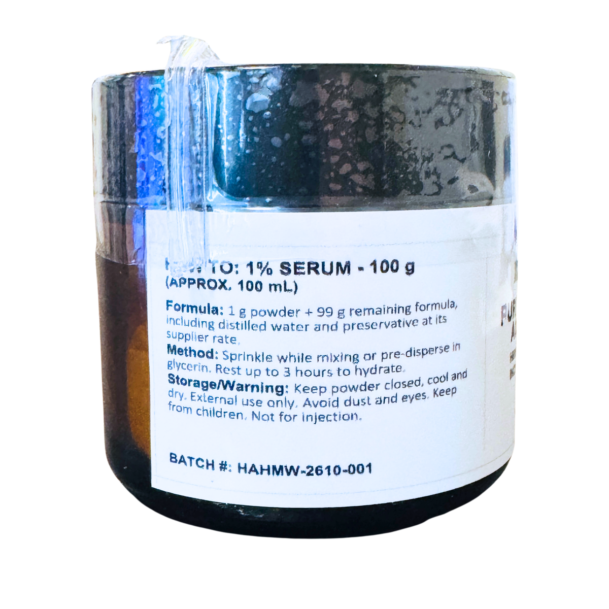 Pure High Molecular Weight Hyaluronic Acid (HMW HA) 10 g – Amber Glass Jar XCLUSIV ORGANICS