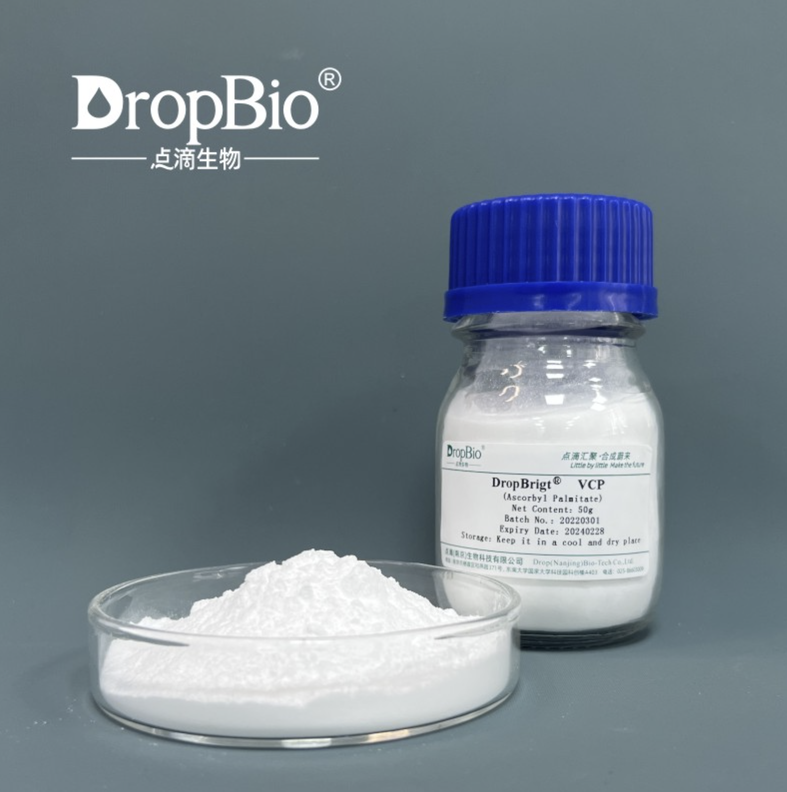 DropBrigt® VCP Ascorbyl Palmitate Powder Fat-soluble Antioxidant Xclusiv Organics