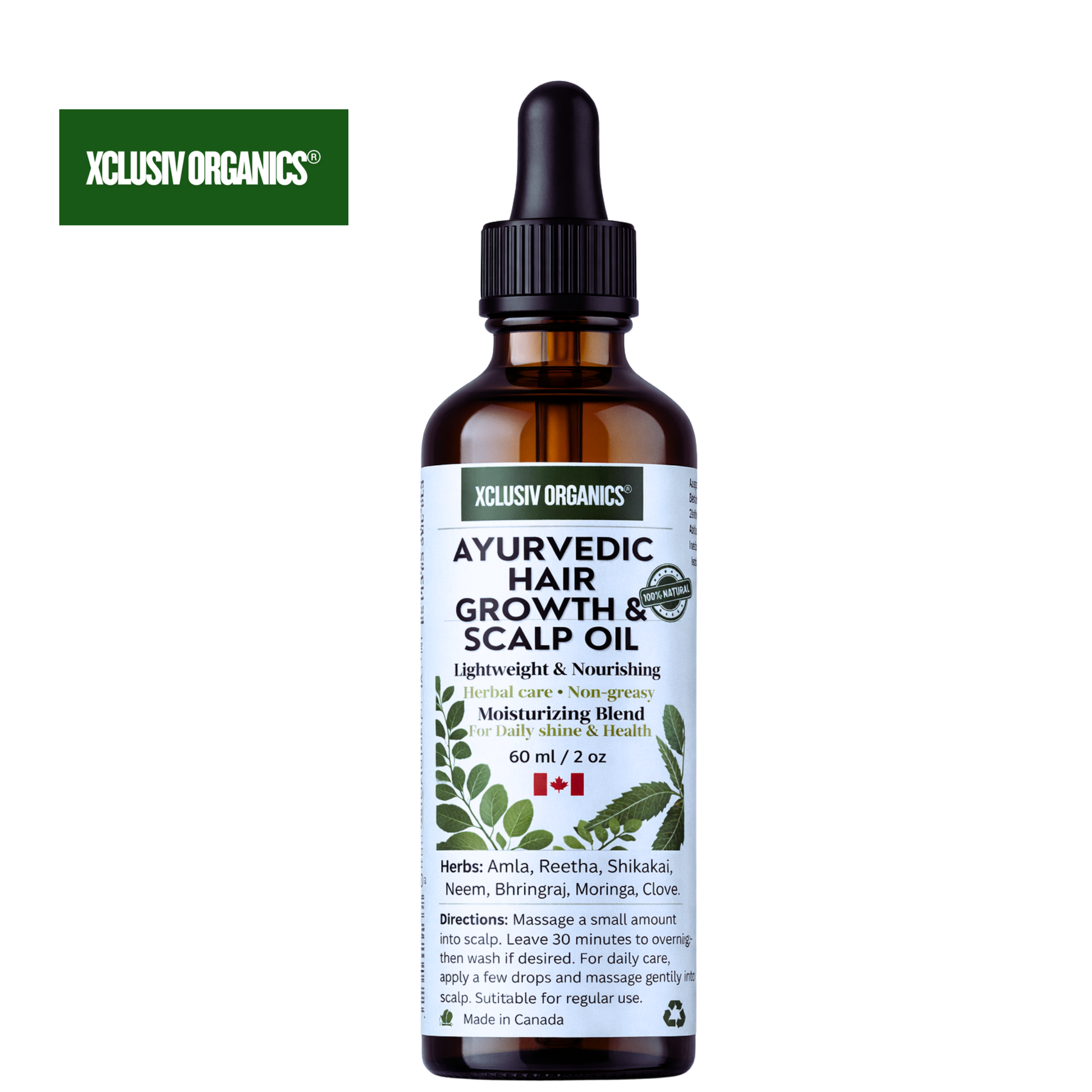 Ayurvedic Herbal Hair Growth & Scalp Nourishing Oil | Herbal Infused | 60 ml Xclusiv Organics