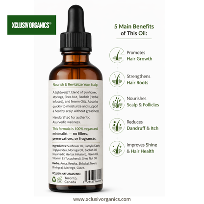 Ayurvedic Herbal Hair Growth & Scalp Nourishing Oil | Herbal Infused | 60 ml Xclusiv Organics