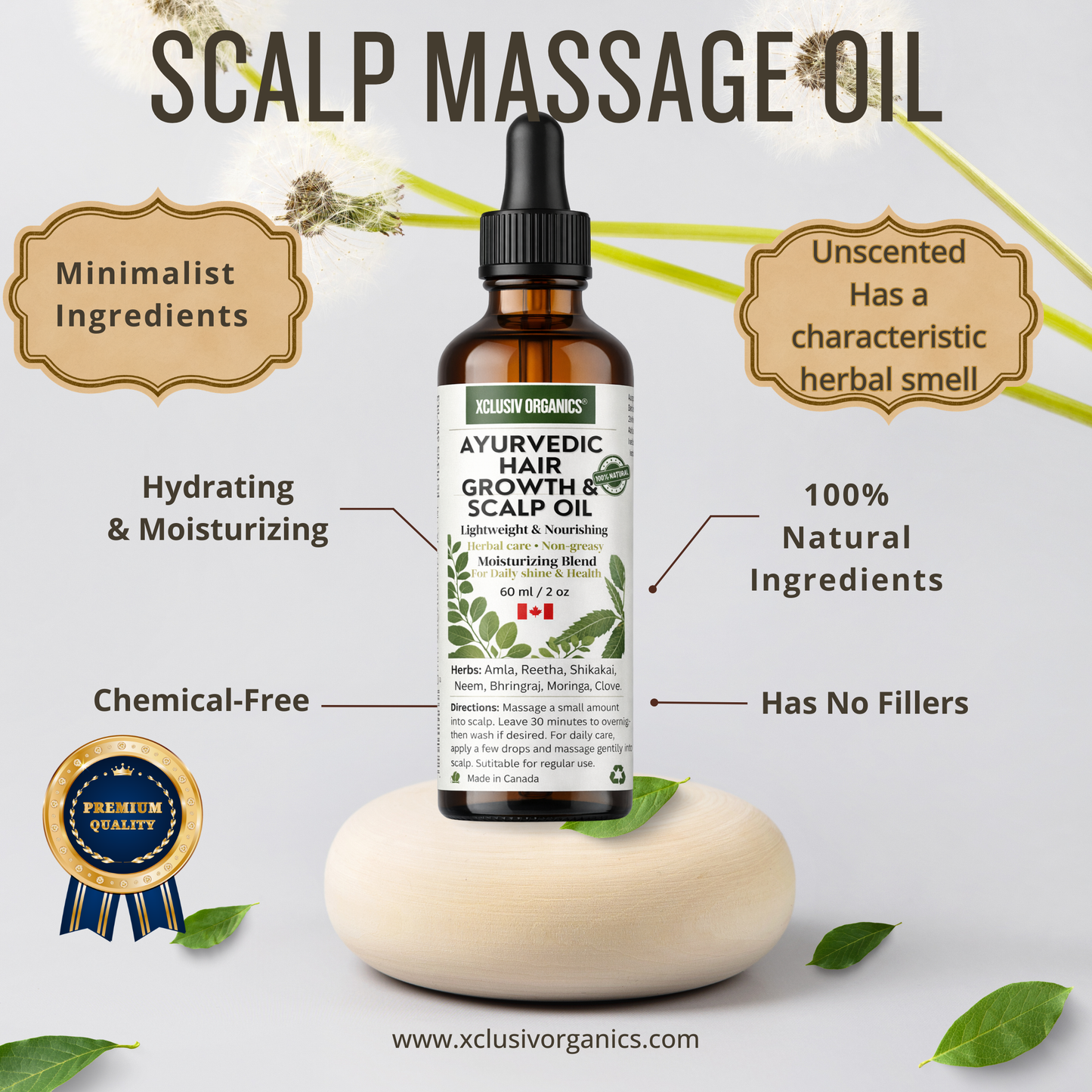 Ayurvedic Herbal Hair Growth & Scalp Nourishing Oil | Herbal Infused | 60 ml Xclusiv Organics