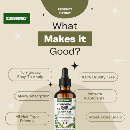 Ayurvedic Herbal Hair Growth & Scalp Nourishing Oil | Herbal Infused | 60 ml Xclusiv Organics