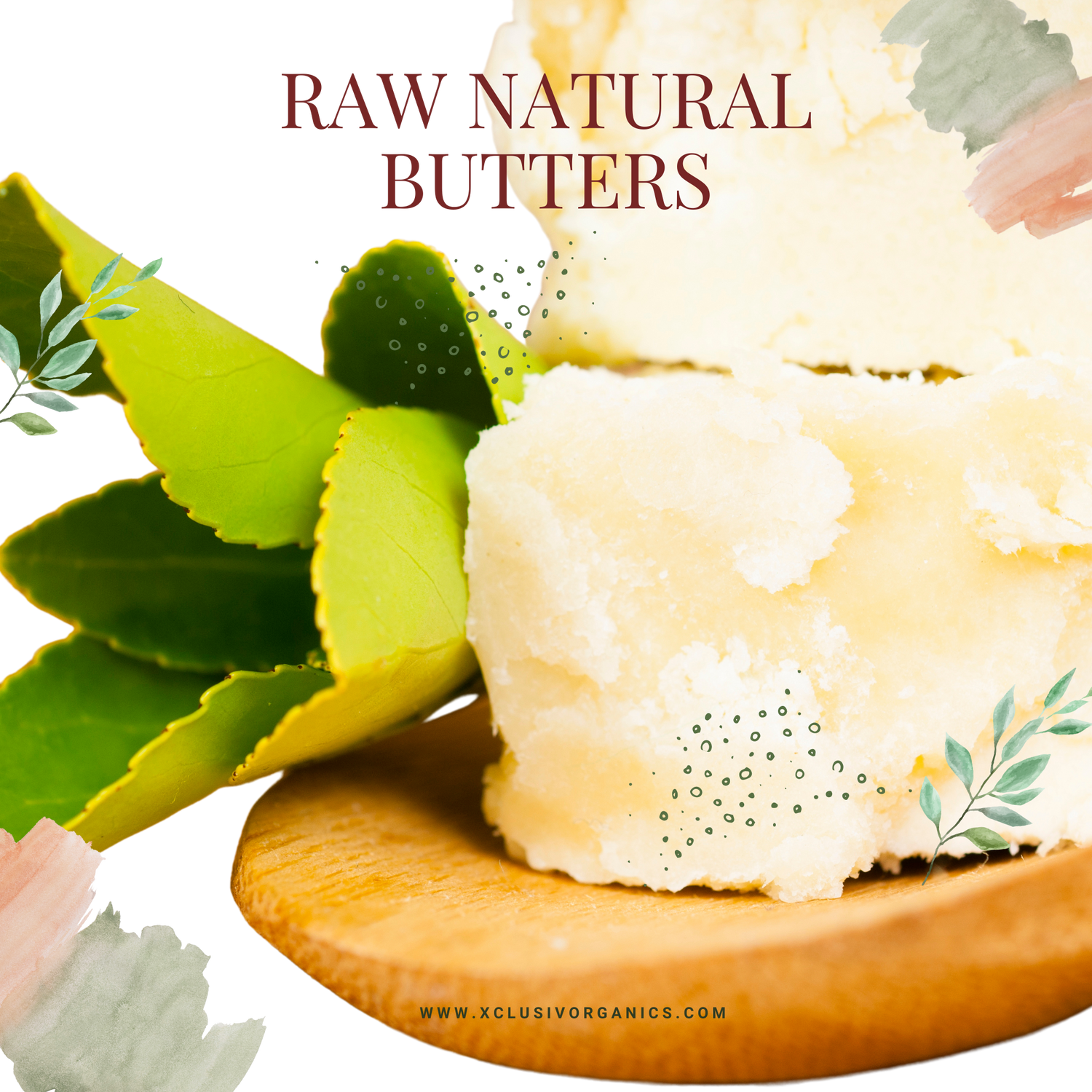 raw shea butter on a wooden platter
