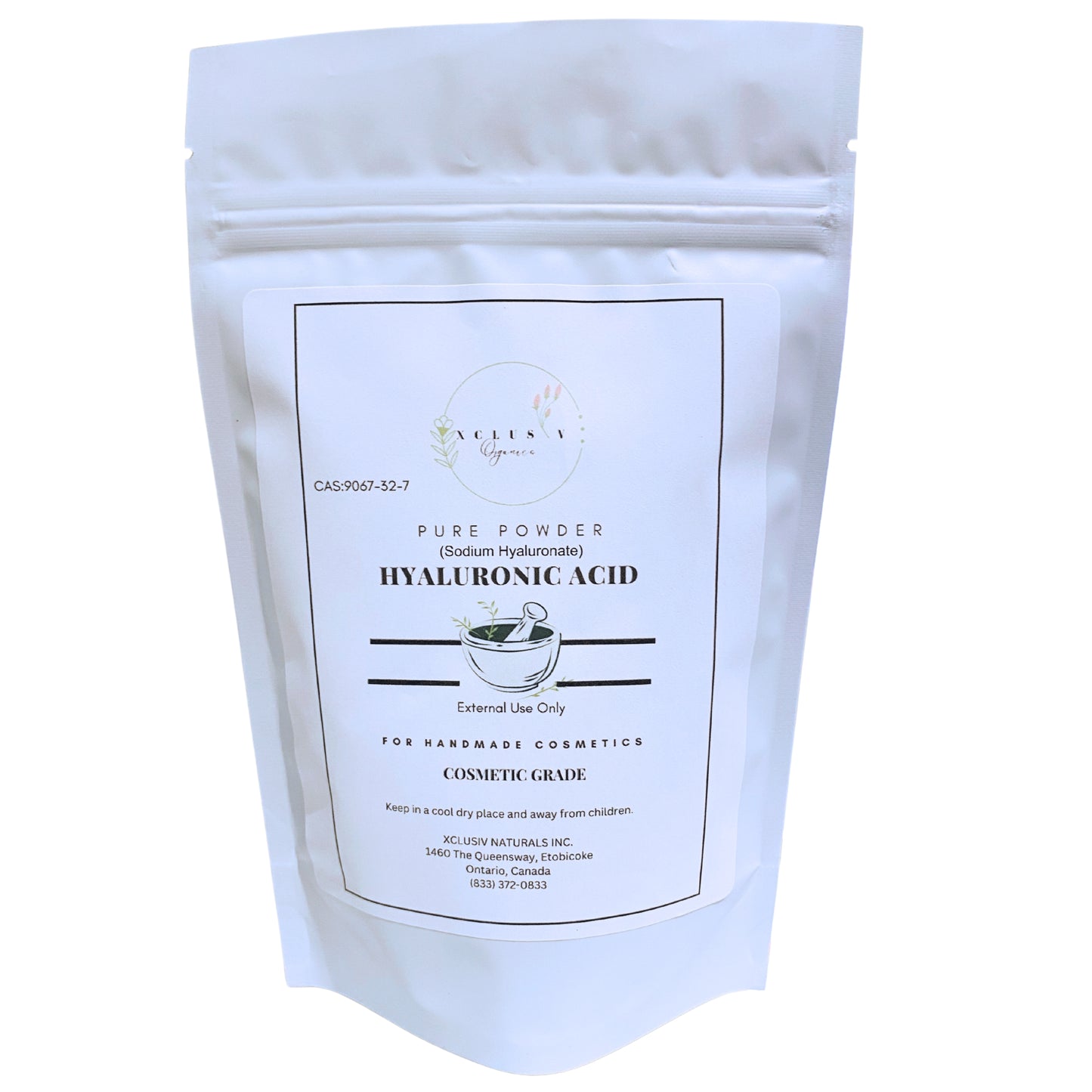 Xclusiv Organics Pure Hyaluronic Acid Powder Sodium Hyaluronate Natural Moisturizer