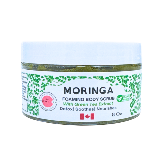 Of Course I Am Organic Moringa Foaming Body Scrub – Cleanse, Soothe & Renew Sensitive Skin – 8 oz Xclusiv Organics