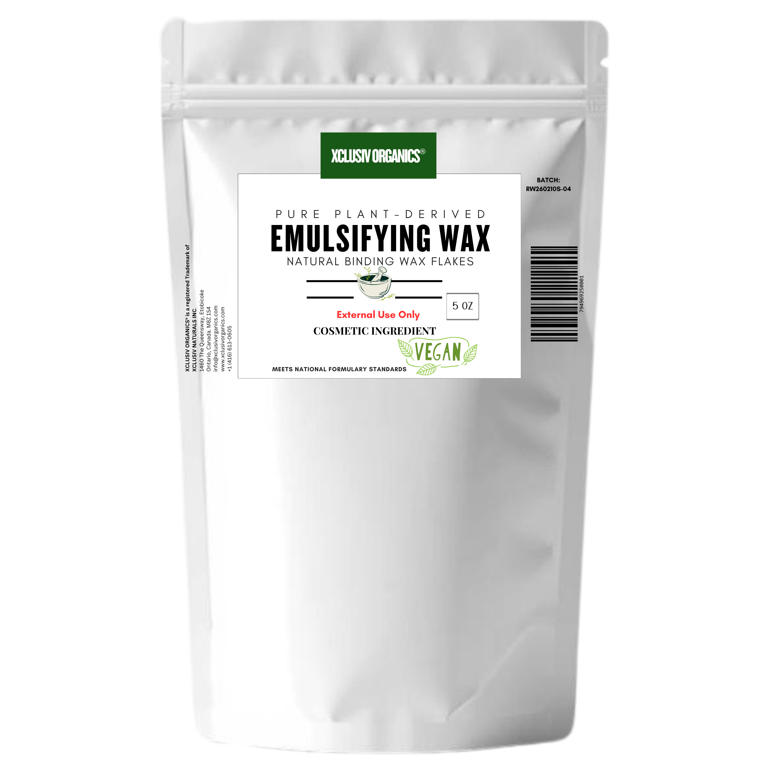Emulsifying Wax Flakes Plant Based - Standard National Formulary (NF) 5 Oz XCLUSIV ORGANICS