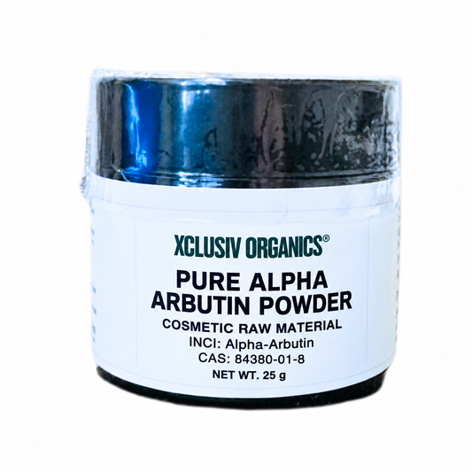 XCLUSIV ORGANICS Alpha-Arbutin, 25 g glass jar with INCI and CAS