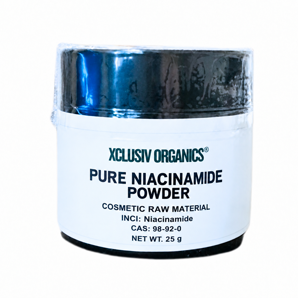 XCLUSIV ORGANICS Niacinamide, 25 g glass jar with INCI and CAS