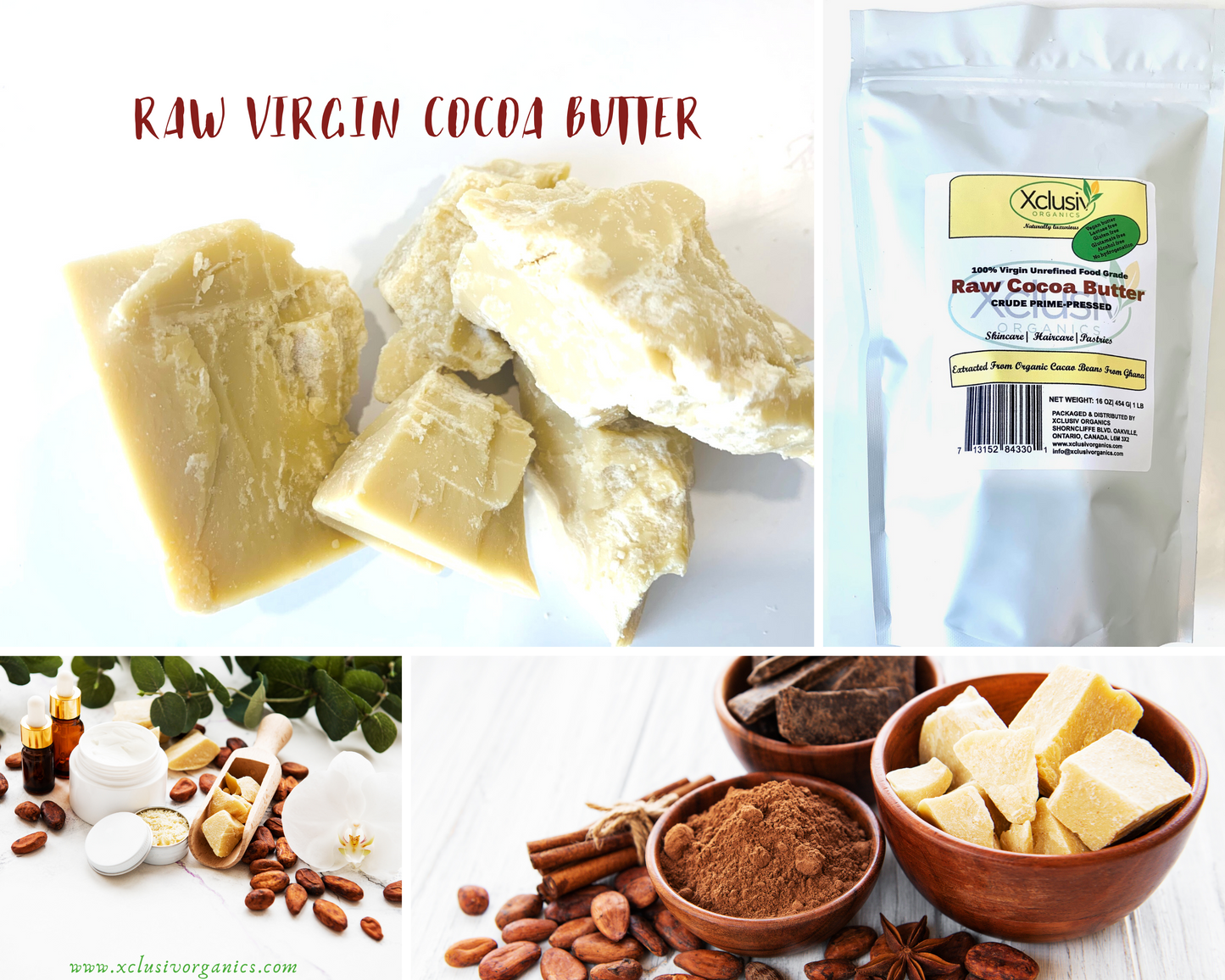 Raw Cocoa Butter Unrefined -Prime-Pressed Theobroma Cacao Butter Bulk Wholesale