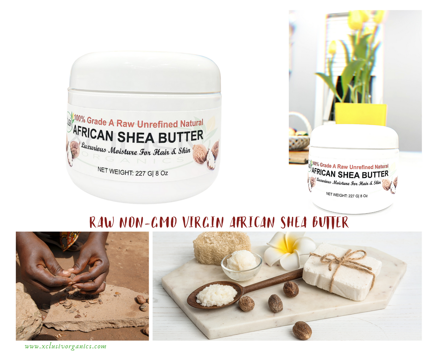 Raw Unrefined Shea Butter Ivory Fair Trade 1 LB| 500 ML| 454 G